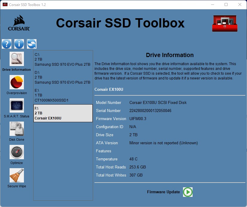 External Hard Drive Corsair EX100U 3,5 1 TB 1 TB SSD