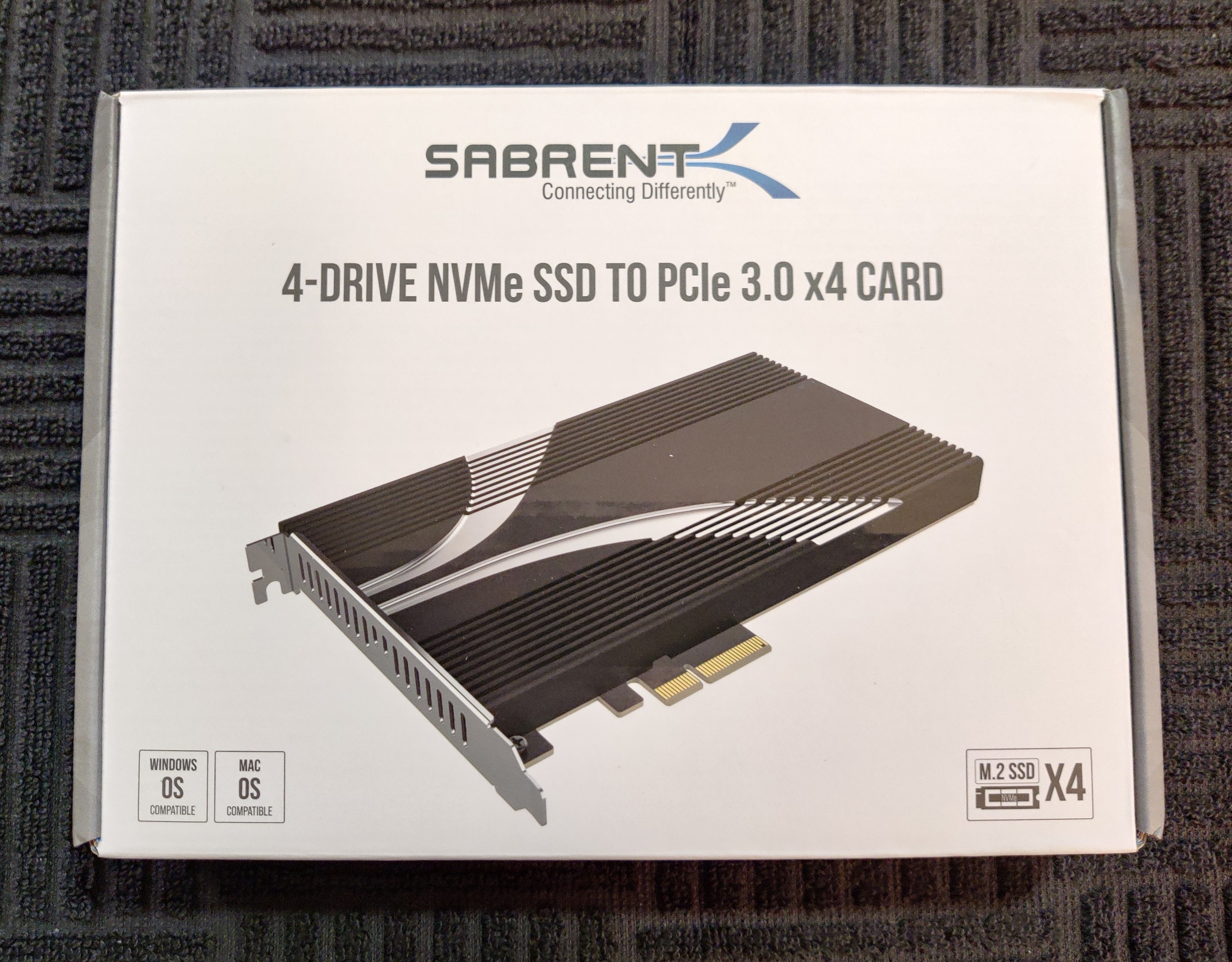 SABRENT M.2 SSD NVMe 4ドライブ - PCIe 3.0 x4アダプターカード (PC